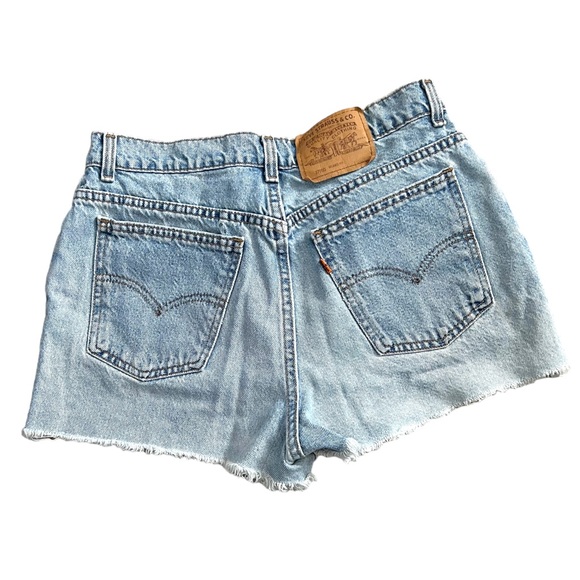 Vintage 1995 Levi’s 950 Juniors Relaxed Fit Orange Tab Cut Off Jean Shorts USA - Picture 1 of 9